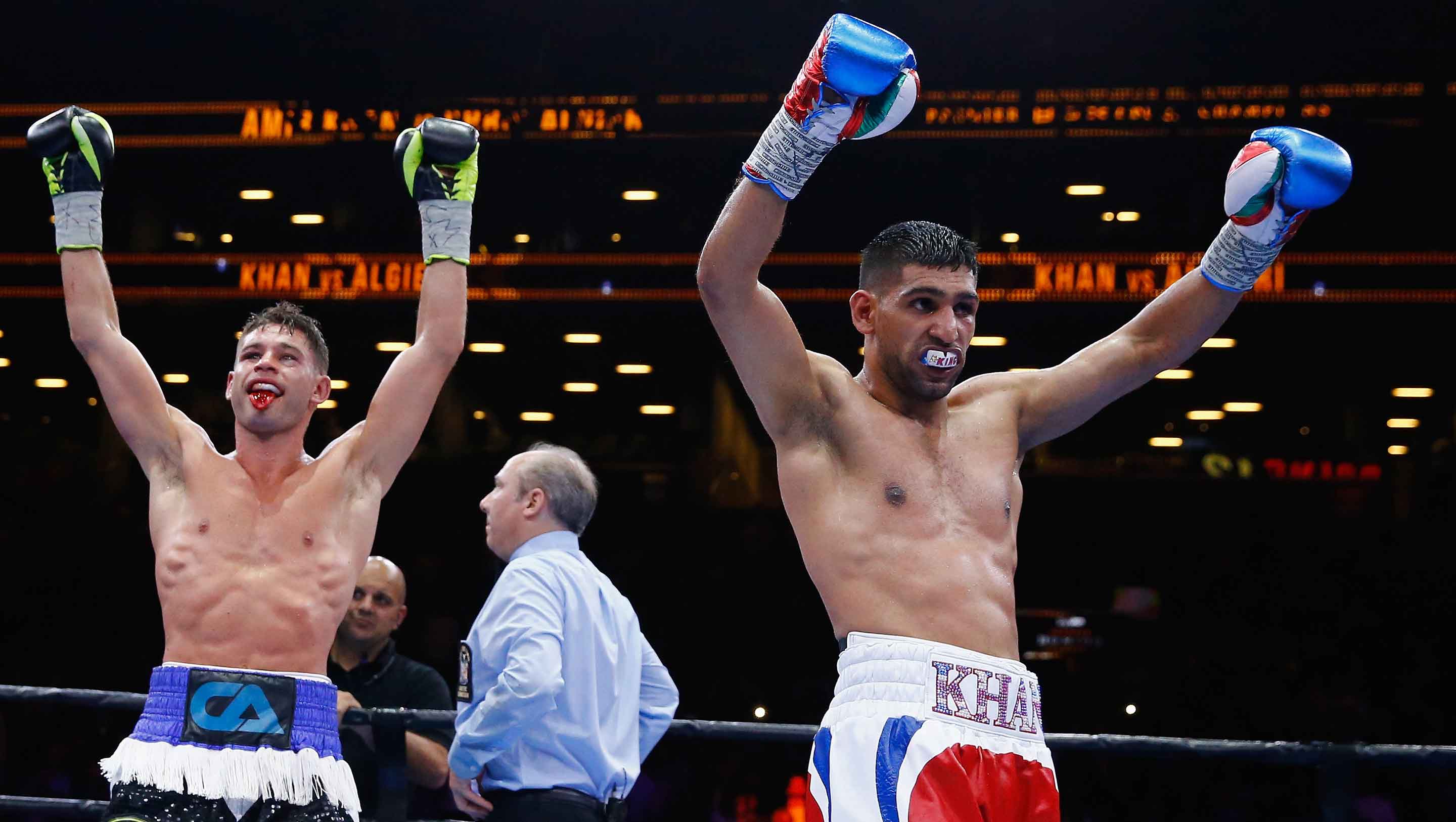 Khan and Algieri thank the crowd