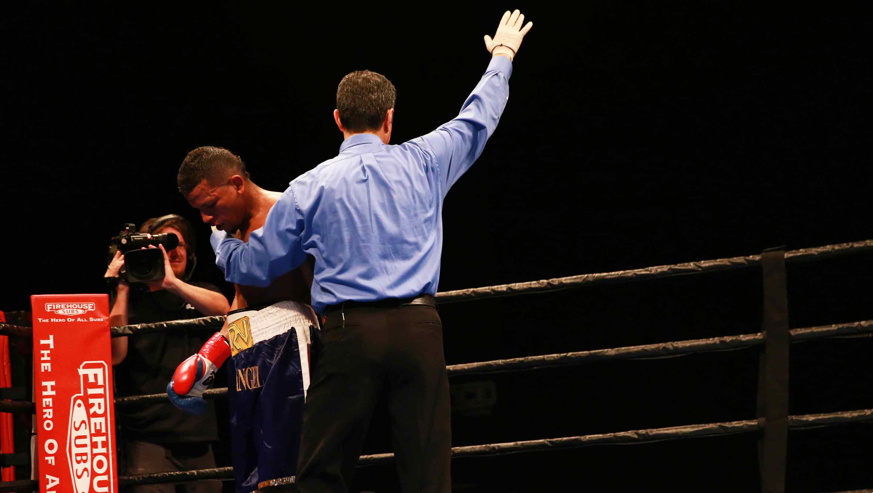 The referee stops the fight