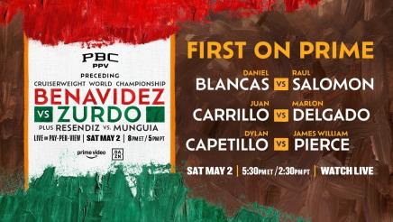 FIRST ON PRIME: Benavidez vs. Zurdo PRELIMS LIVE STREAM