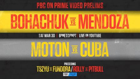 PBC on Prime Video PRELIMS: Bohachuk vs. Mendoza & Moton vs. Cuba