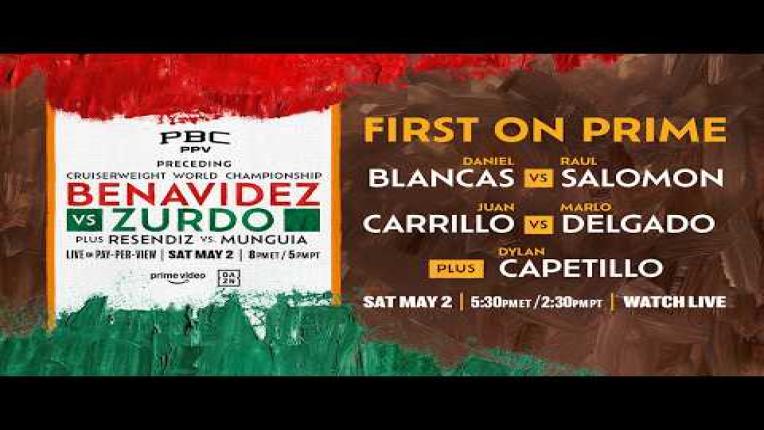 Embedded thumbnail for FIRST ON PRIME: Benavidez vs. Zurdo PRELIMS LIVE STREAM
